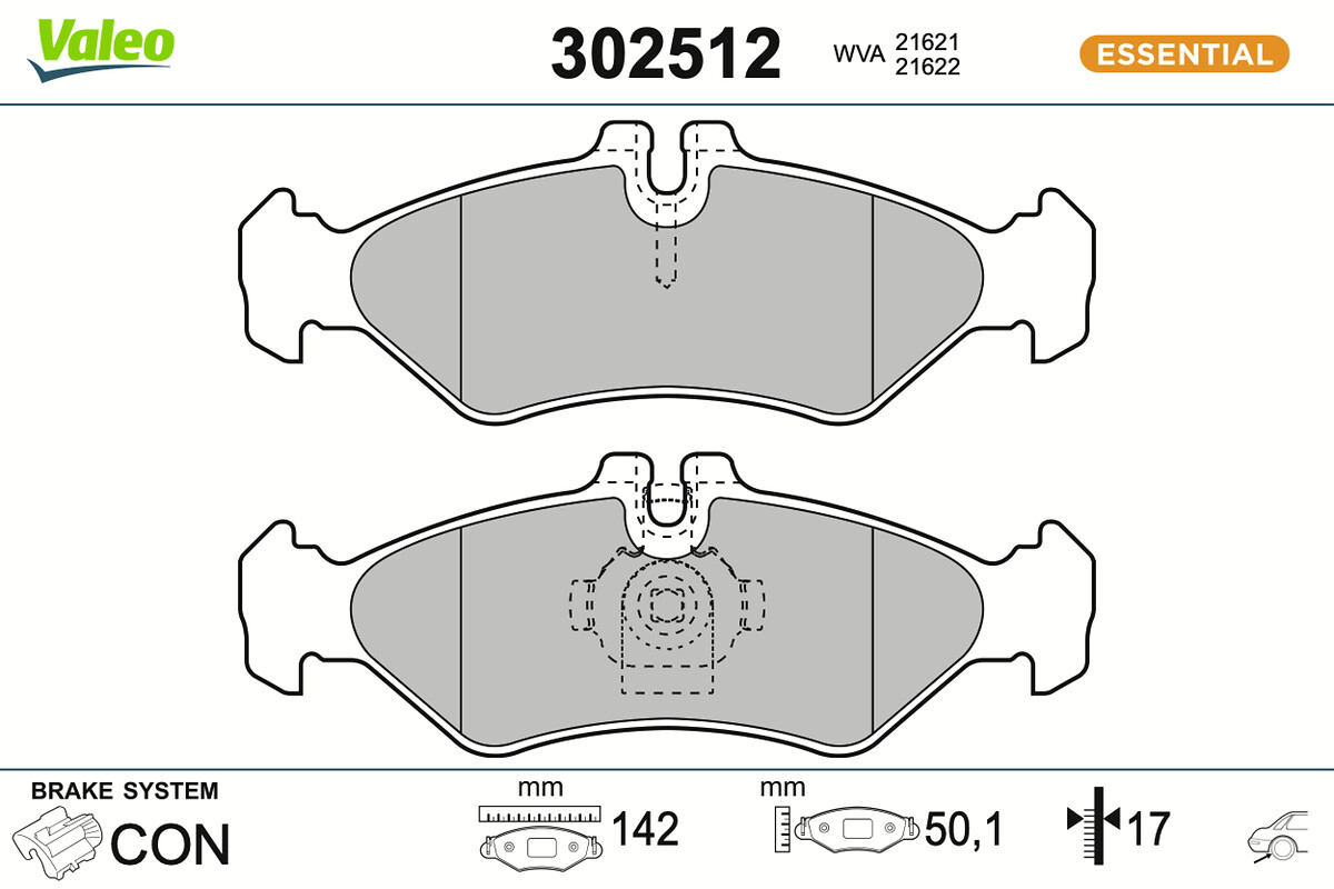 Jeu de 4 plaquettes de frein VALEO ref. 302512